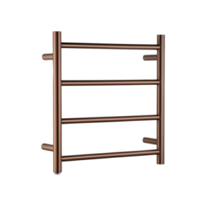 Aquaperla Round Light Brushed Copper Electric Heated Towel Rack 4 Bars