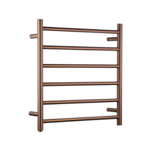 Aquaperla Round Brushed Copper Electric Heated Towel Rack 6 Bars