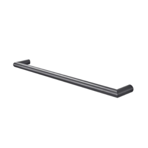 Aquaperla Round Horizontal Brushed Gun Metal Grey Electric Heated Towel Rack Single Bar