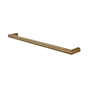 Aquaperla Round Horizontal Brushed Brass Electric Heated Towel Rack Single Bar