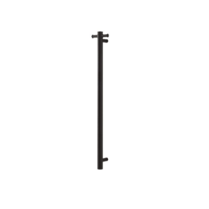 Aquaperla Round Vertical Matt Black Electric Heated Towel Rack Single Bar