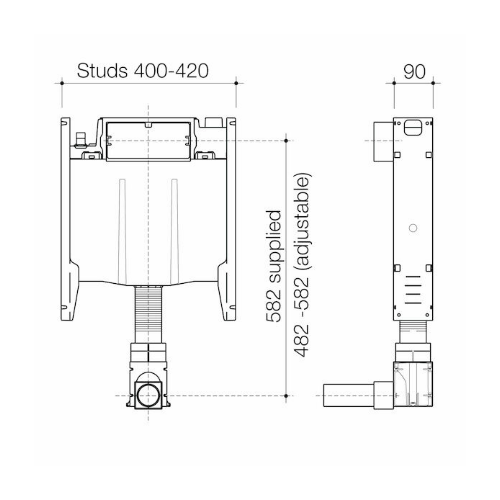Caroma Invisi II 4.5/3L Cistern with Adjustable Flush Pipe - Image 3