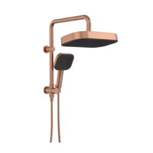 Fienza Kuro Twin Half-Rail Shower Soft Square Head Brushed Copper