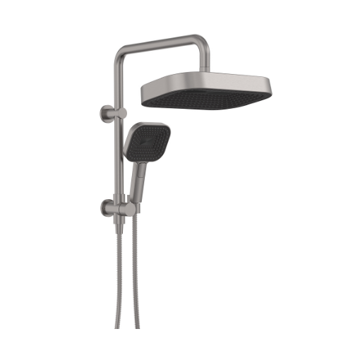 Fienza Kuro Twin Half-Rail Shower Soft Square Head Gun Metal