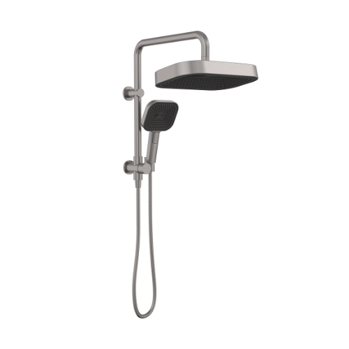 Fienza Kuro Twin Half-Rail Shower Soft Square Head Gun Metal - Image 2