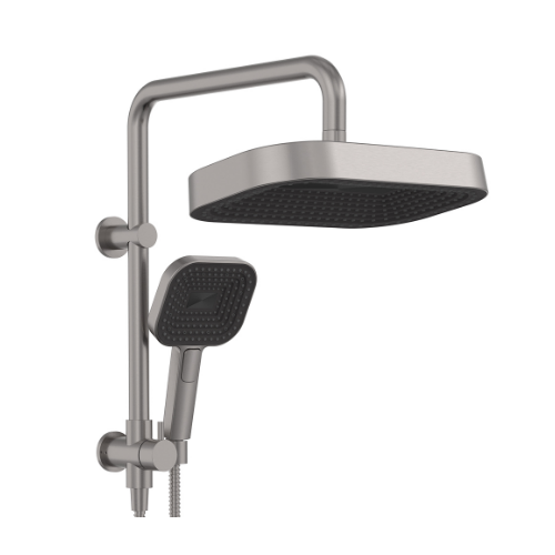 Fienza Kuro Twin Half-Rail Shower Soft Square Head Gun Metal - Image 3