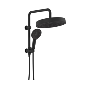 Fienza Kuro Twin Half-Rail Shower Round Head Matte Black