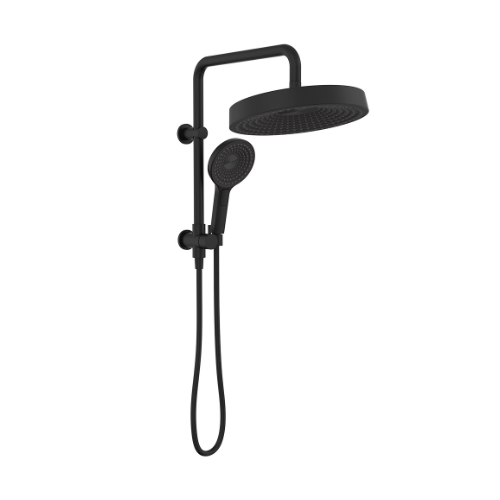 Fienza Kuro Twin Half-Rail Shower Round Head Matte Black - Image 2
