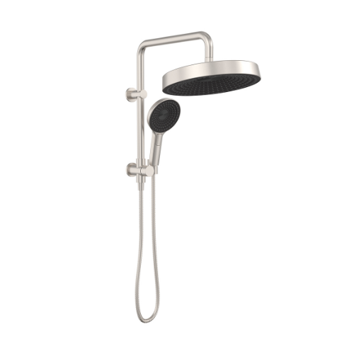 Fienza Kuro Twin Half-Rail Shower Round Head Brushed Nickel - Image 2