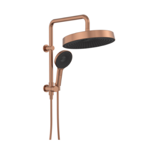 Fienza Kuro Twin Half-Rail Shower Round Head Brushed Copper