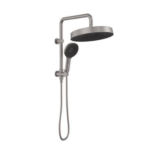 Fienza Kuro Twin Half-Rail Shower Round Head Gun Metal - Image 2