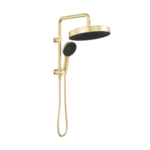 Fienza Kuro Twin Half-Rail Shower Round Head Urban Brass - Image 2