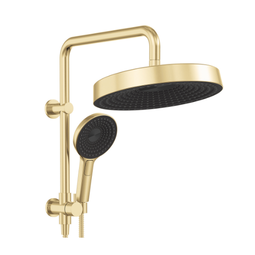 Fienza Kuro Twin Half-Rail Shower Round Head Urban Brass - Image 3