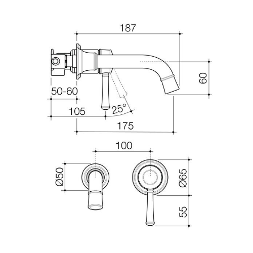 Caroma Riviere Wall Basin Bath Mixer 175mm Chrome - Image 2