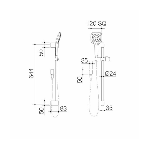 Caroma Luna® Multi-function Rail Shower - Image 2