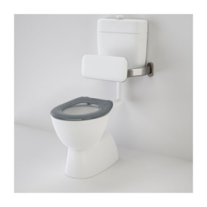Caroma Care 200 V2 Connector (S Trap) Suite with Backrest and Caravelle Care Single Flap Seat  Anthracite Grey