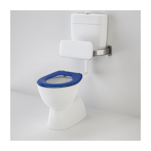 Caroma Care 200 V2 Connector (S Trap) Suite with Backrest and Caravelle Care Single Flap Seat Sorrento Blue