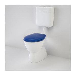 Caroma Care 200 V2 Connector (S Trap) Suite with Caravelle Care Double Flap Seat  Sorrento Blue
