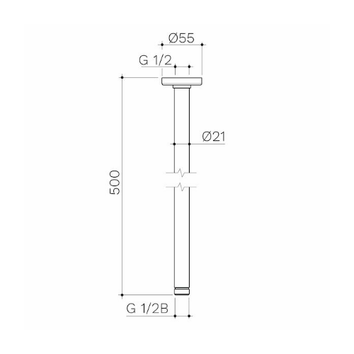 Caroma 500mm Ceiling Shower Arm Chrome - Image 2