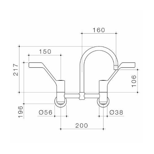 Caroma G Series+ Exposed Wall Sink Set (200mm outlet + 80mm handles) Lead Free - Image 2