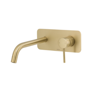 Mixx Anise Wall Plate Mixer With 210mm Spout Brushed Gold Lead Free