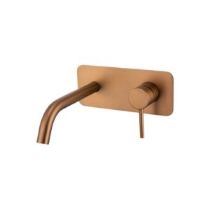 Mixx Anise Wall Plate Mixer With 210mm Spout Brushed Bronze Lead Free