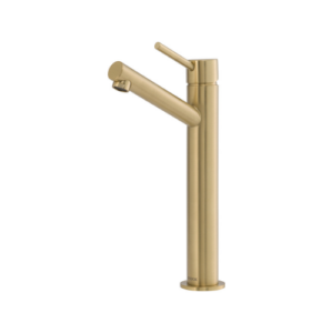 Mixx Anise Eco Tower Vessel Mixer Upswept Spout Brushed Gold Lead Free