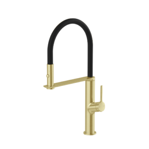 Phoneix Vask Flexible Hose Sink Mixer 200mm Lead Free Brushed Gold