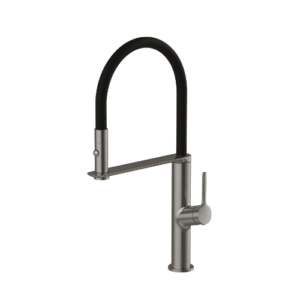 Phoneix Vask Flexible Hose Sink Mixer 200mm Lead Free Brushed Carbon