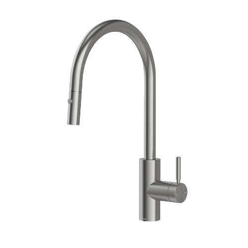 Phoneix Vivid MKII Pull Out Sink Mixer 240mm Gooseneck Lead Free Brushed Carbon