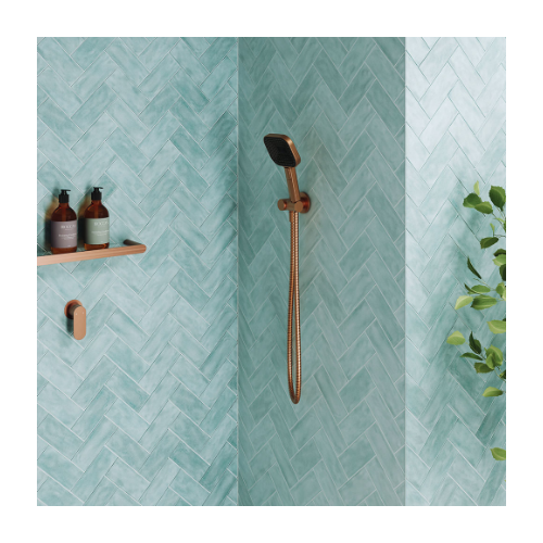 Fienza Kuro Hand Shower Round Plate Soft Square Head Brushed Copper - Image 2