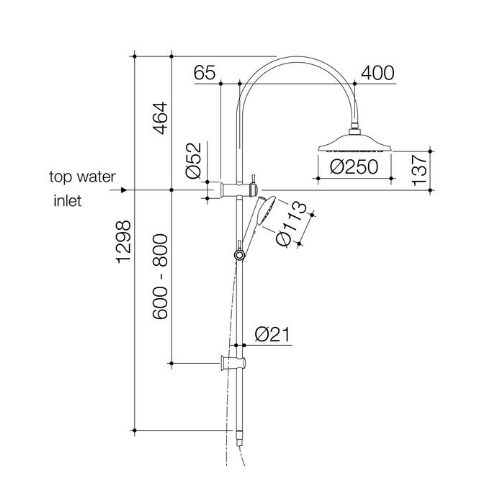Caroma Riviere Rail Shower with Overhead - Brushed Nickel - Image 2